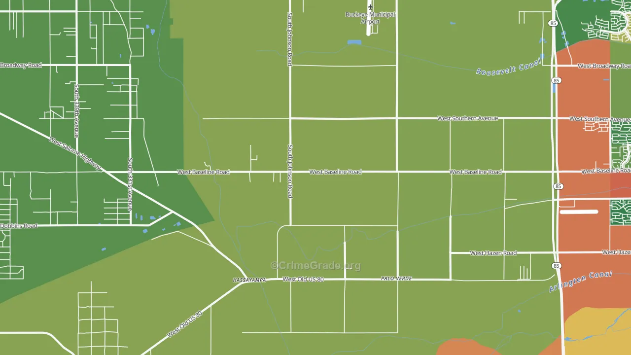 Palo Verde, AZ Map of Theft Rates