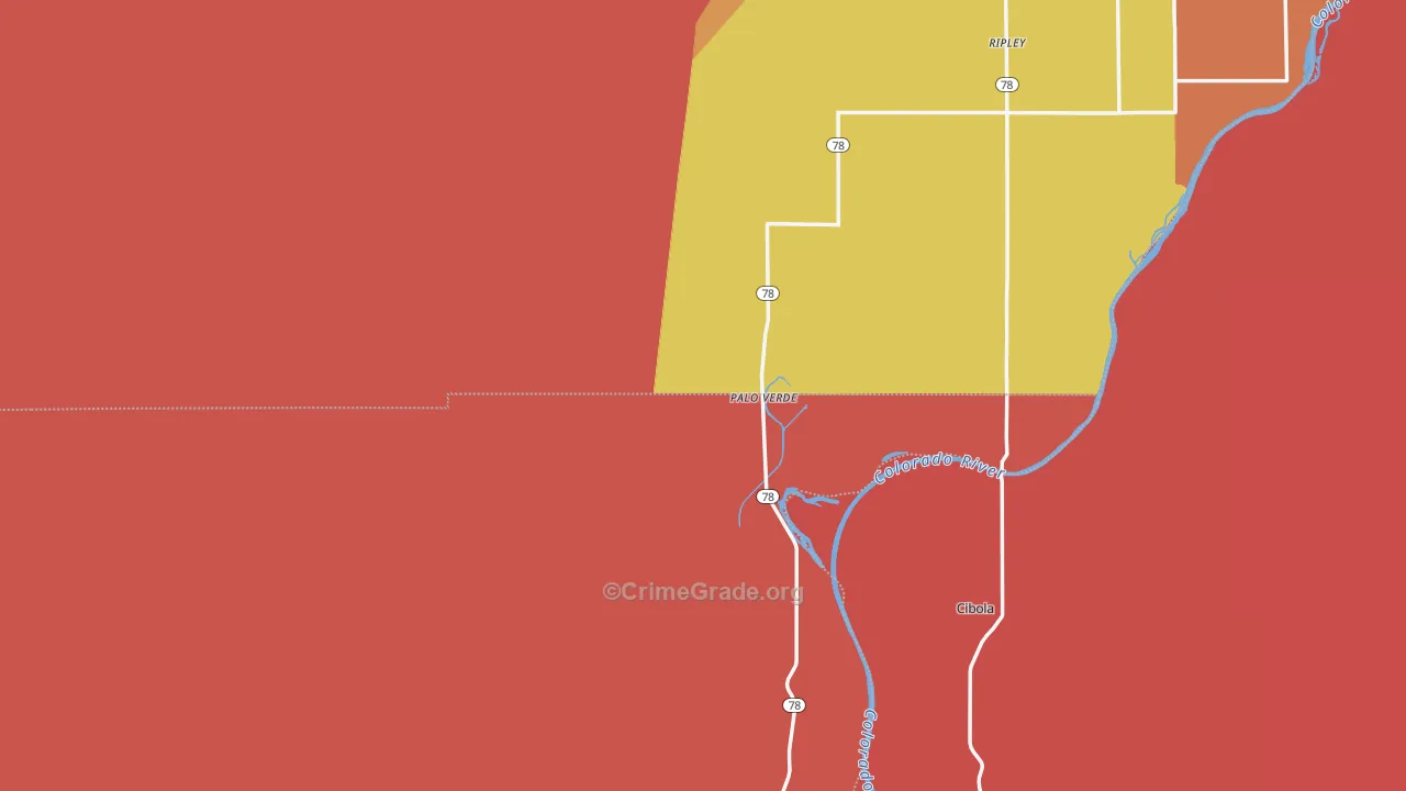 Palo Verde, CA Map of Theft Rates