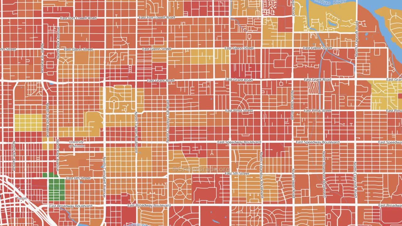 Palo Verde, Tucson, AZ Map of Theft Rates
