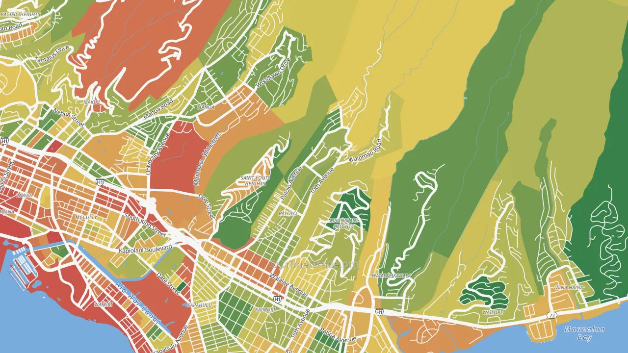 Palolo, Honolulu, HI Map of Theft Rates