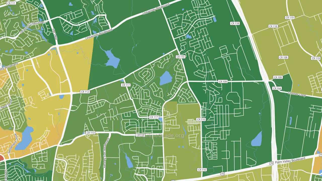 Paloma Lake, Round Rock, TX Map of Theft Rates