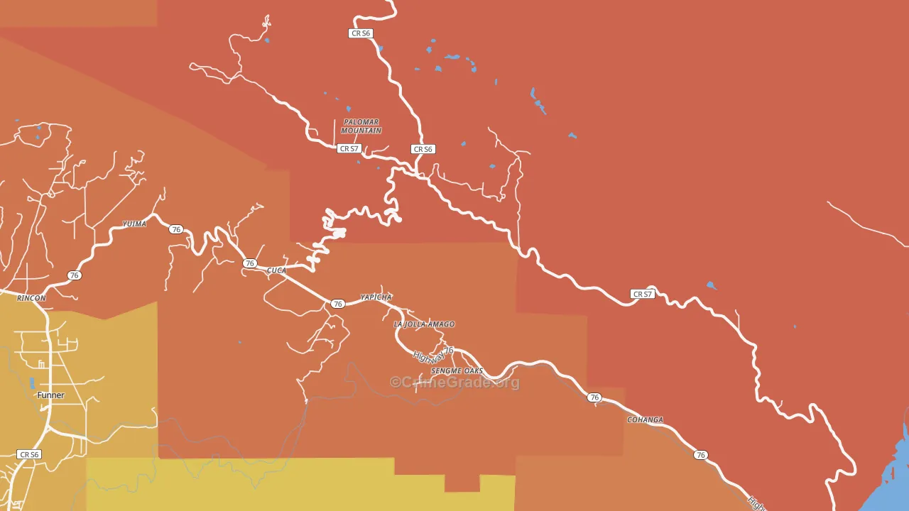 Palomar Mountain, CA Map of Theft Rates