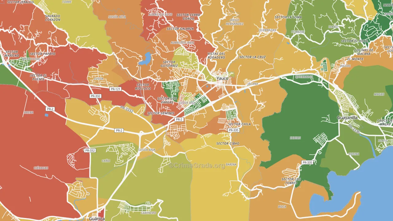 Palomas, PR Map of Theft Rates