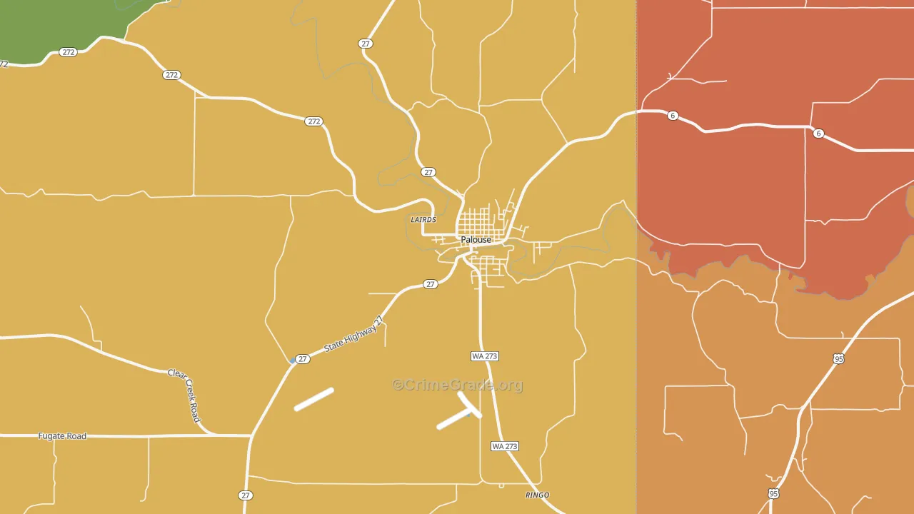 Palouse, WA Map of Theft Rates
