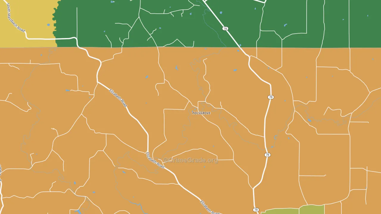 Palsgrove, IL Map of Theft Rates