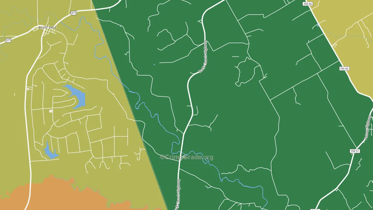 Paluxy, TX Map of Theft Rates