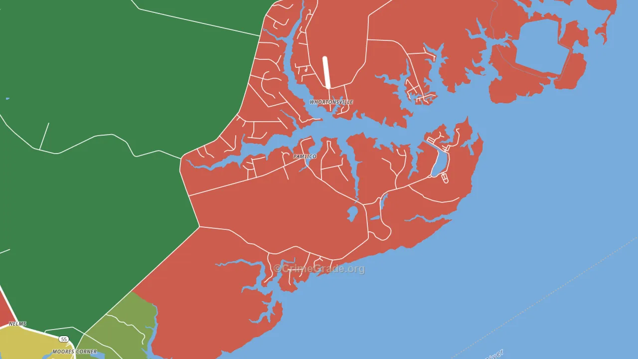 Pamlico, NC Map of Theft Rates