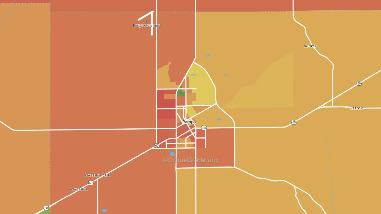 Pampa, TX Map of Theft Rates