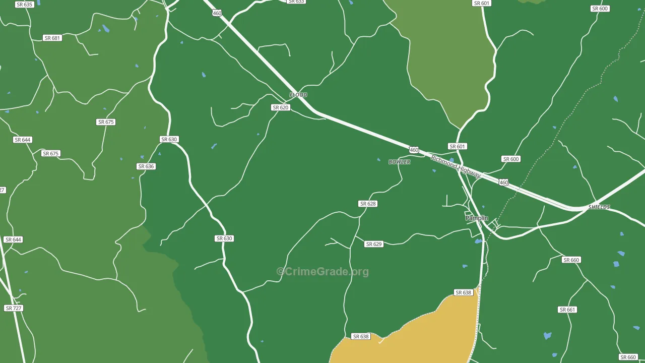 Pamplin City, VA Map of Theft Rates