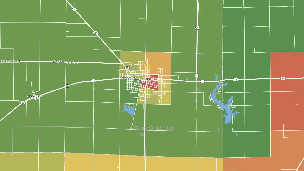 Pana, IL Map of Theft Rates