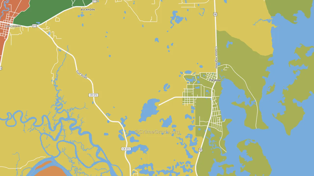 Panacea Park, FL Map of Theft Rates