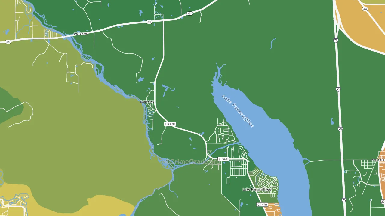 Panacoochee Retreats, FL Map of Theft Rates