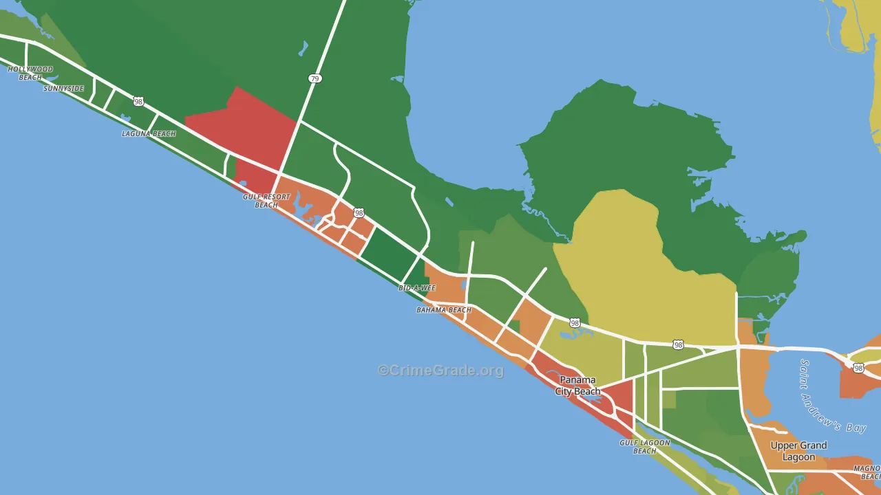 Panama City Beach, FL Map of Theft Rates
