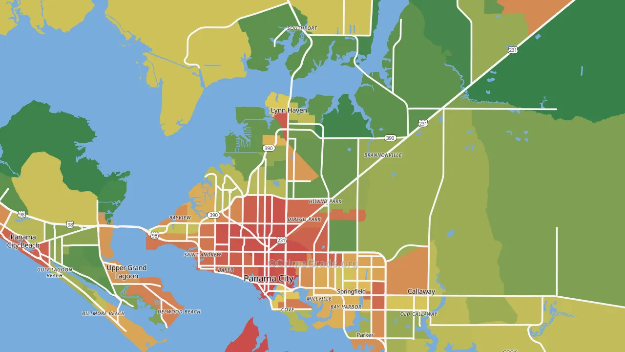 Panama City, FL Map of Theft Rates
