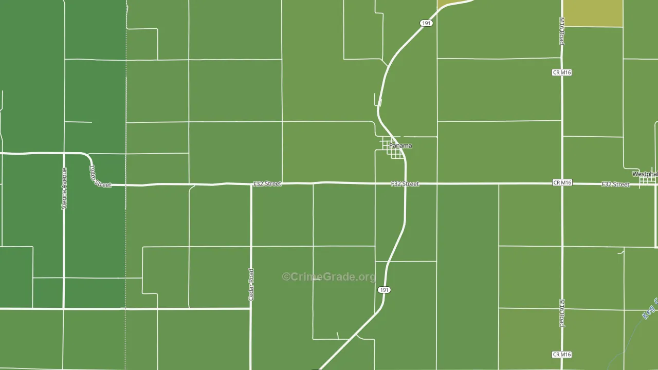 Panama, IA Map of Theft Rates