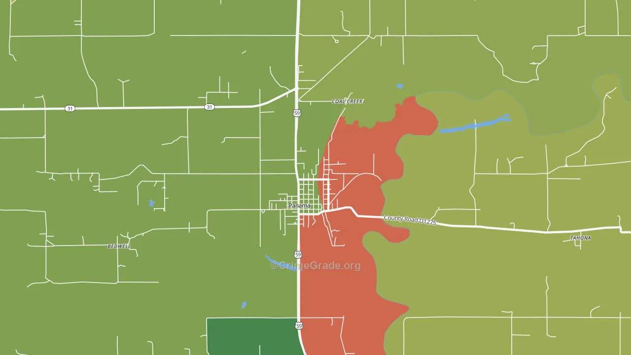 Panama, OK Map of Theft Rates