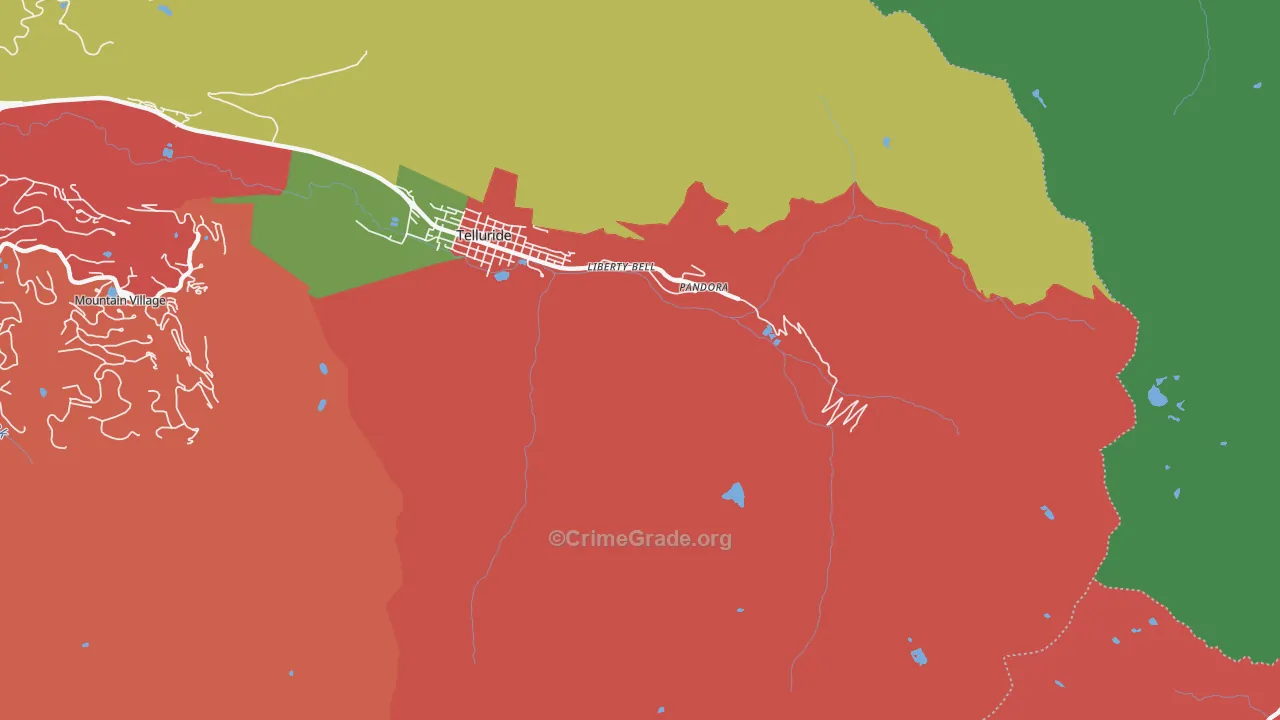 Pandora, CO Map of Theft Rates