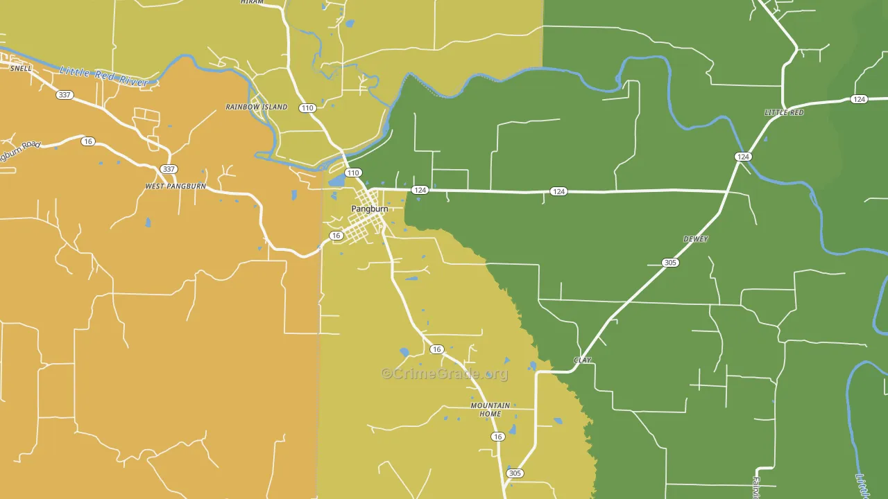 Pangburn, AR Map of Theft Rates