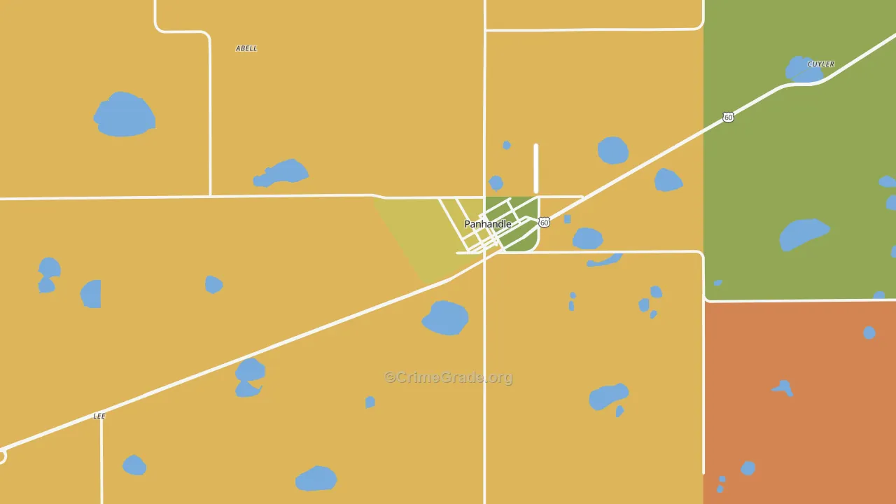 Panhandle, TX Map of Theft Rates