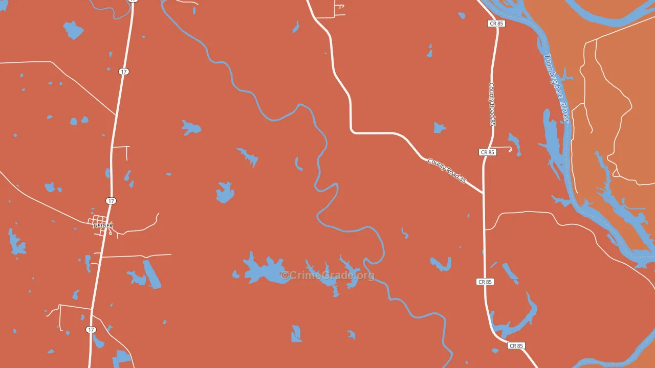 Panola, AL Map of Theft Rates