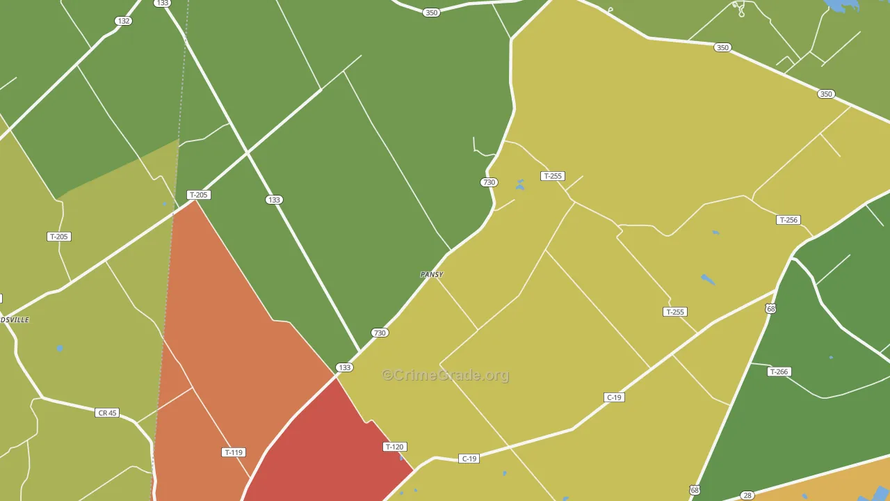 Pansy, OH Map of Theft Rates