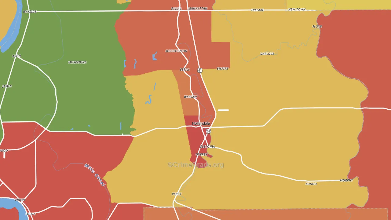 Panther Burn, MS Map of Theft Rates
