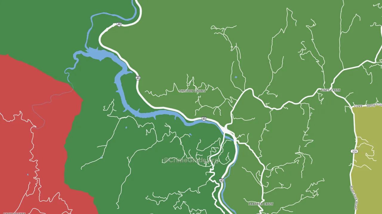 Panther Creek, NC Map of Theft Rates