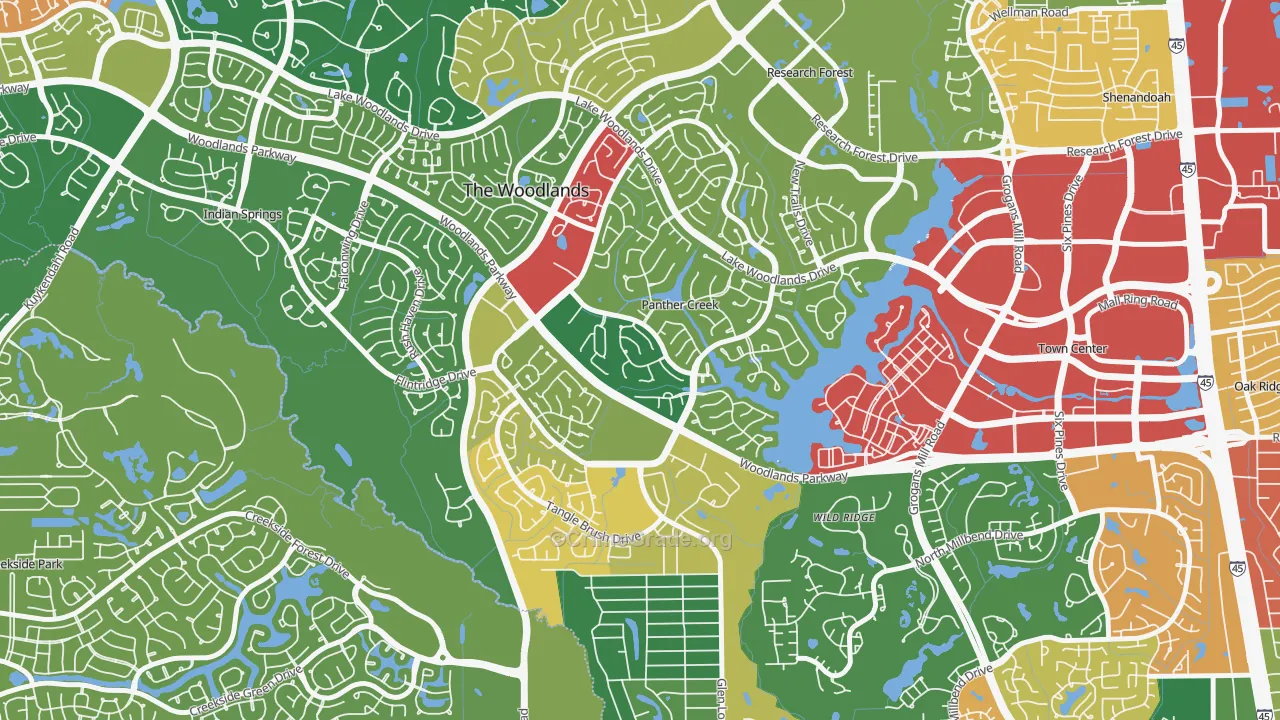Panther Creek, The Woodlands, TX Map of Theft Rates