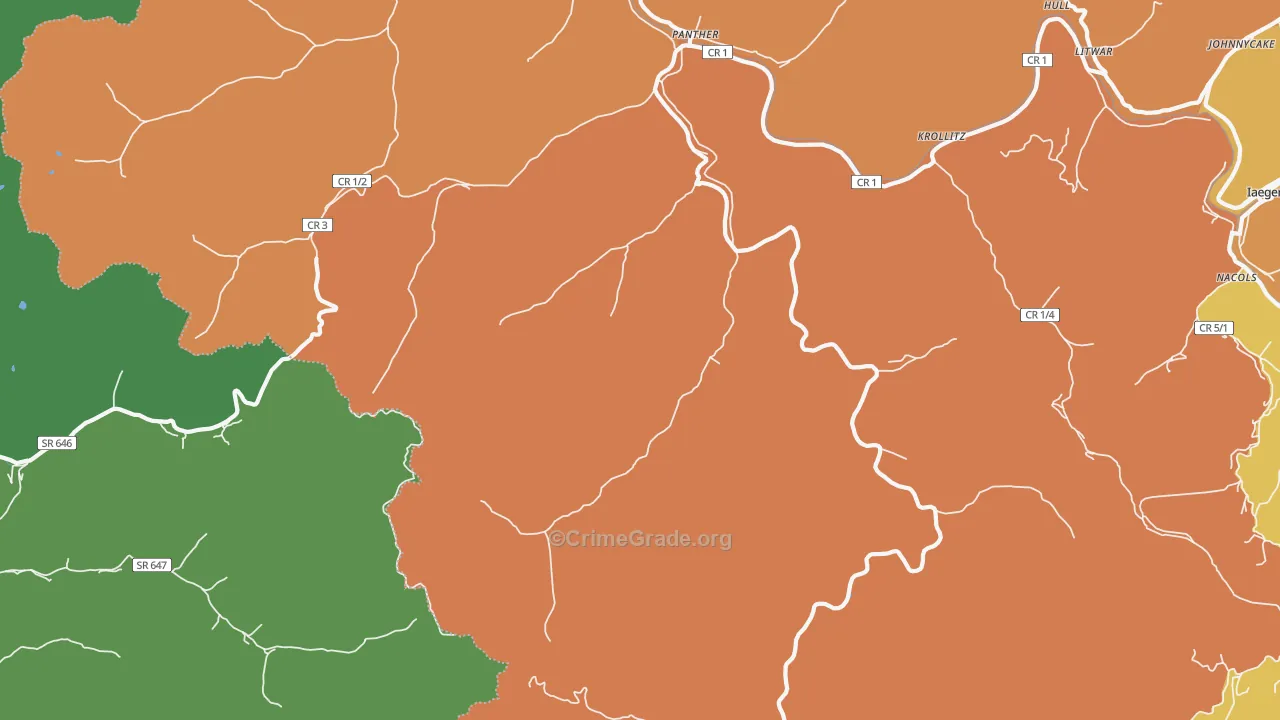 Panther, WV Map of Theft Rates