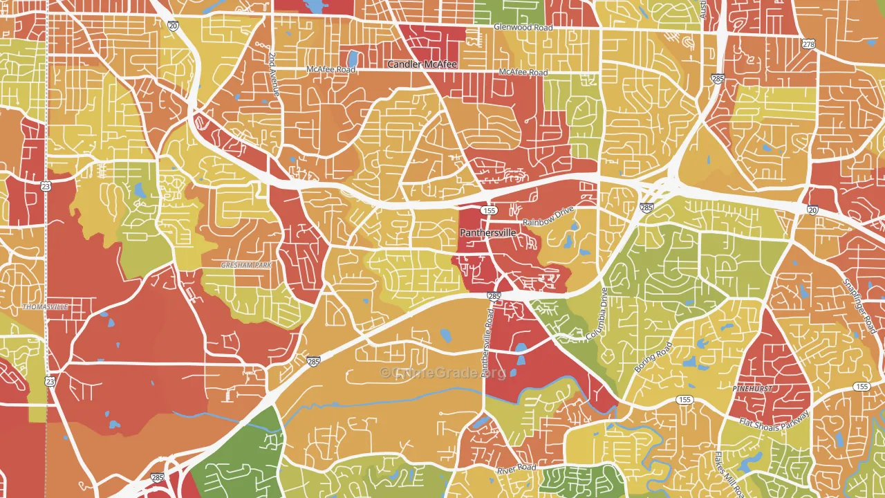 Panthersville, GA Map of Theft Rates