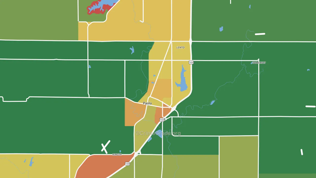 Paola, KS Map of Theft Rates