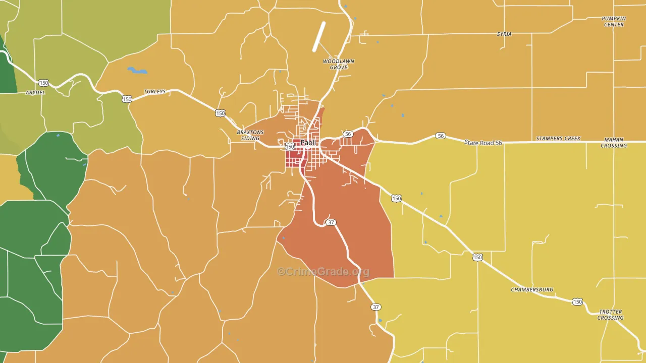 Paoli, IN Map of Theft Rates