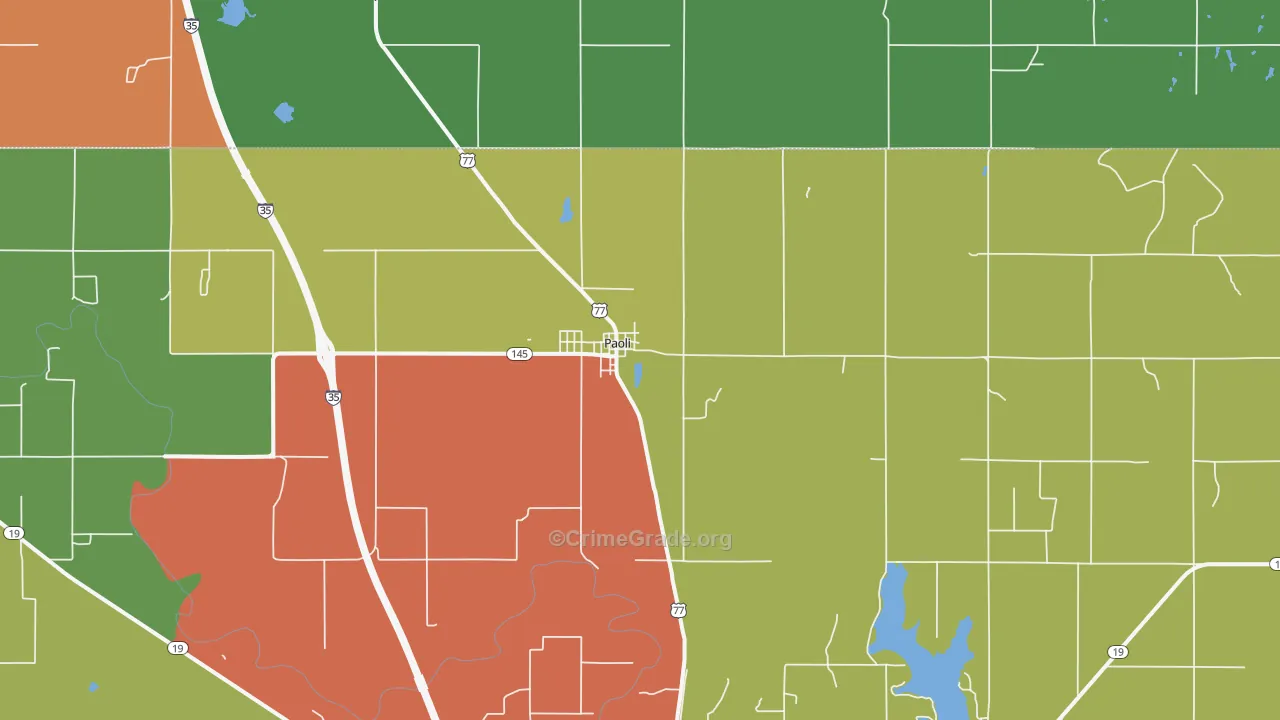 Paoli, OK Map of Theft Rates
