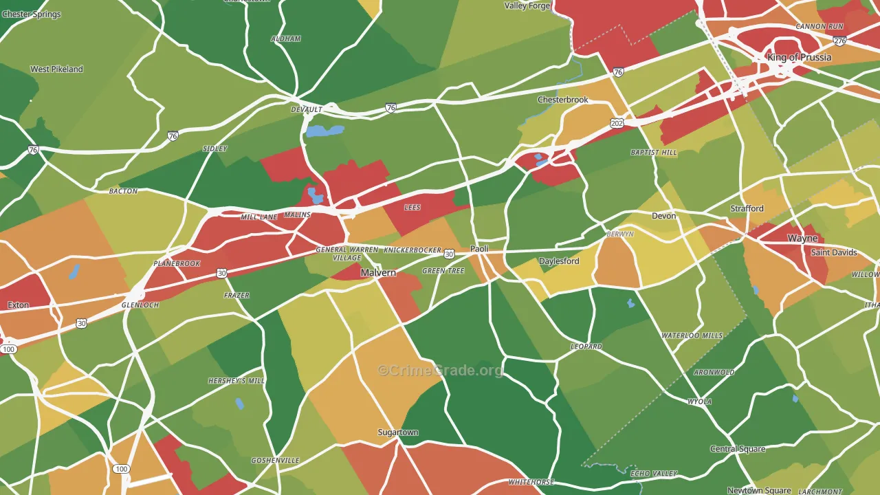 Paoli, PA Map of Theft Rates
