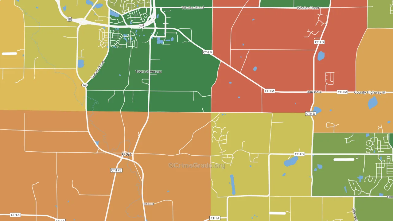 Paoli, WI Map of Theft Rates