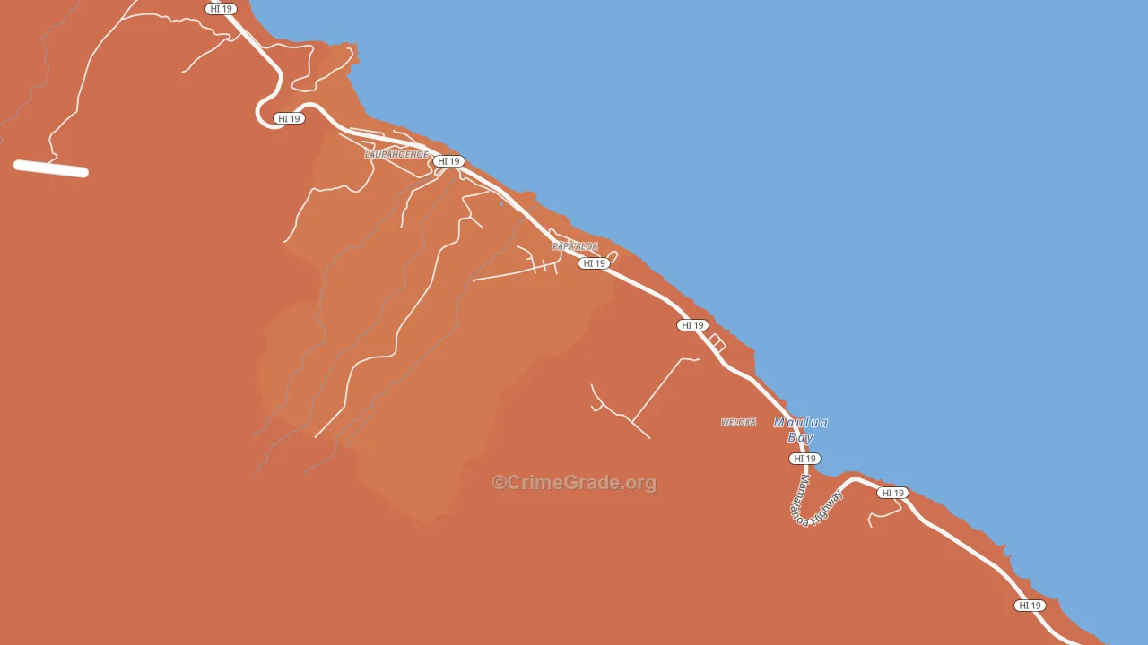 Papaaloa, HI Map of Theft Rates