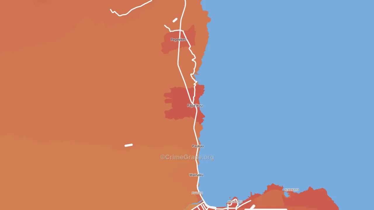 Papaikou, HI Map of Theft Rates