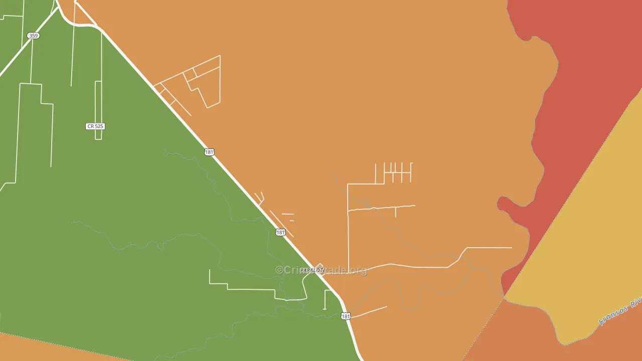 Papalote, TX Map of Theft Rates