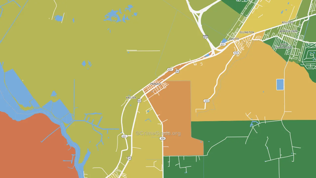 Paradis, LA Map of Theft Rates