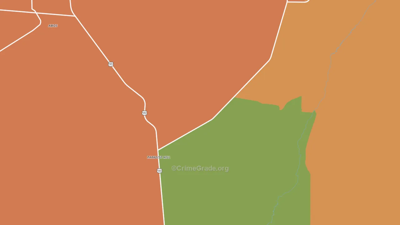 Paradise Hill, NV Map of Theft Rates