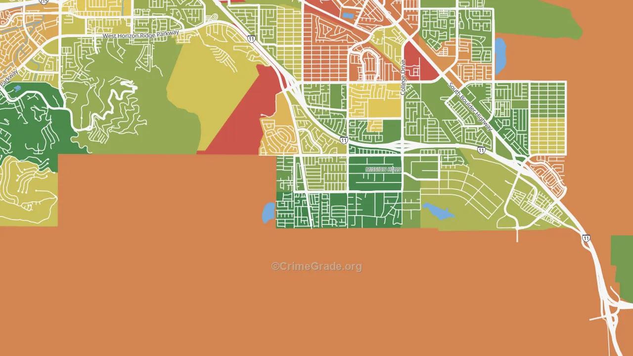 Paradise Hills, Henderson, NV Map of Theft Rates