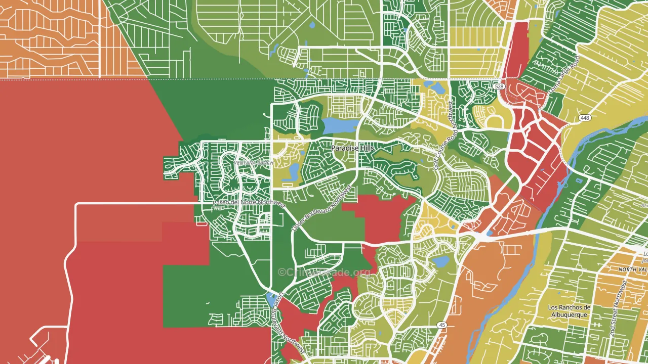 Paradise Hills, NM Map of Theft Rates