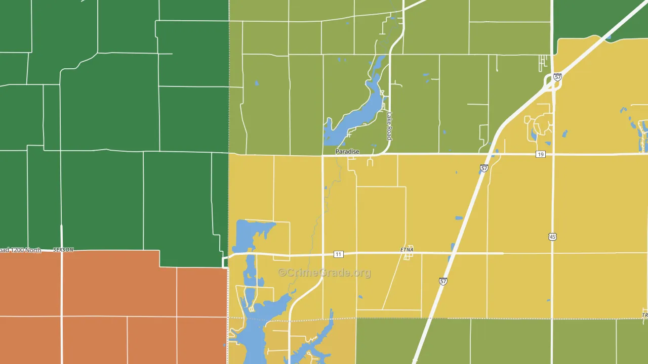 Paradise, IL Map of Theft Rates