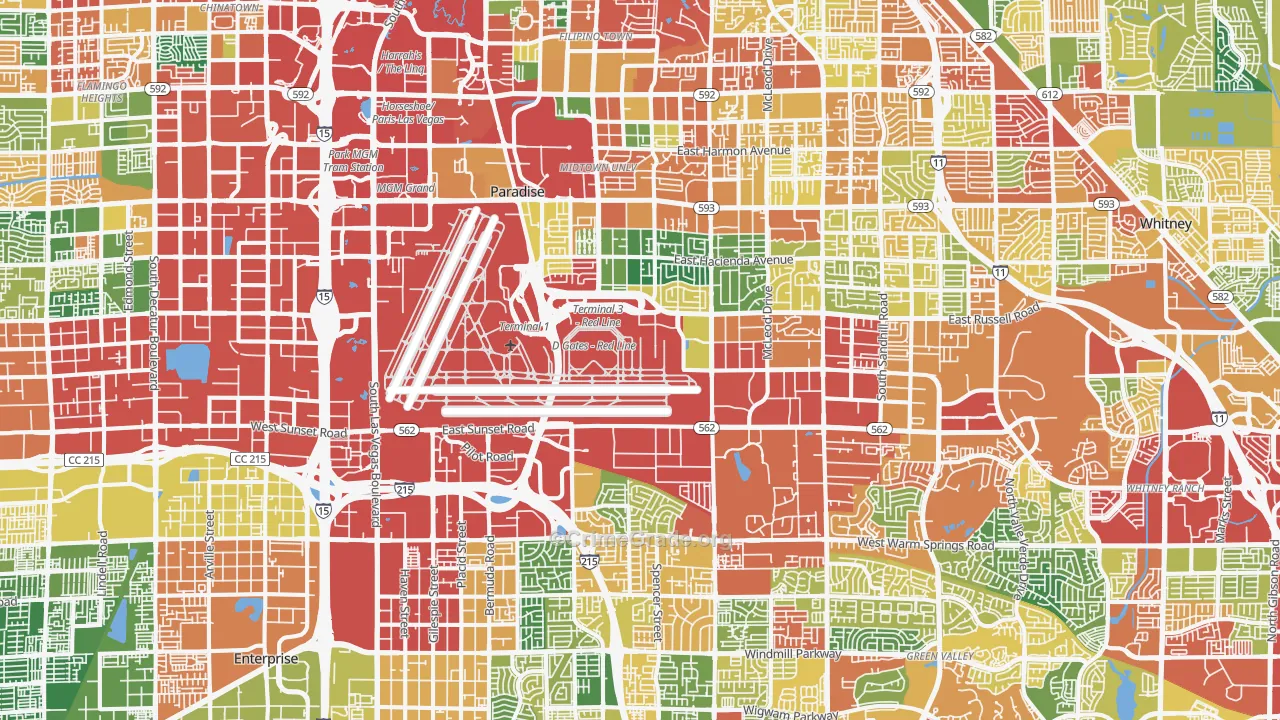 Paradise, Las Vegas, NV Map of Theft Rates