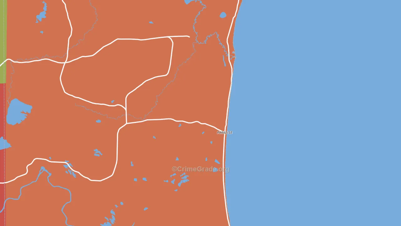Paradise, MI Map of Theft Rates