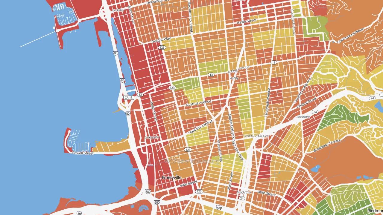 Paradise Park, Emeryville, CA Map of Theft Rates