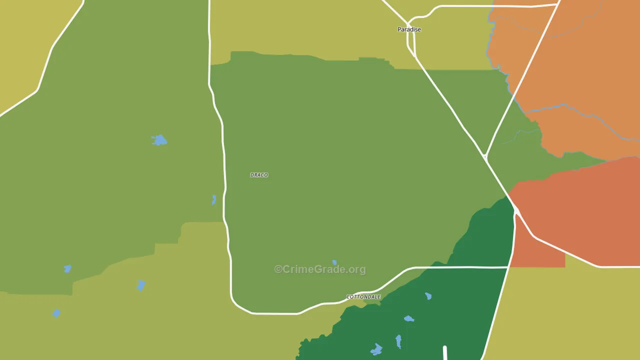 Paradise, TX Map of Theft Rates