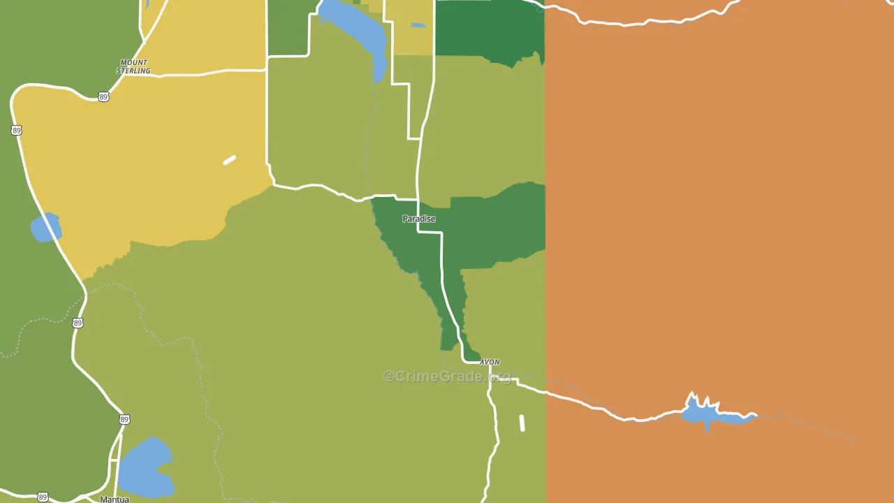 Paradise, UT Map of Theft Rates