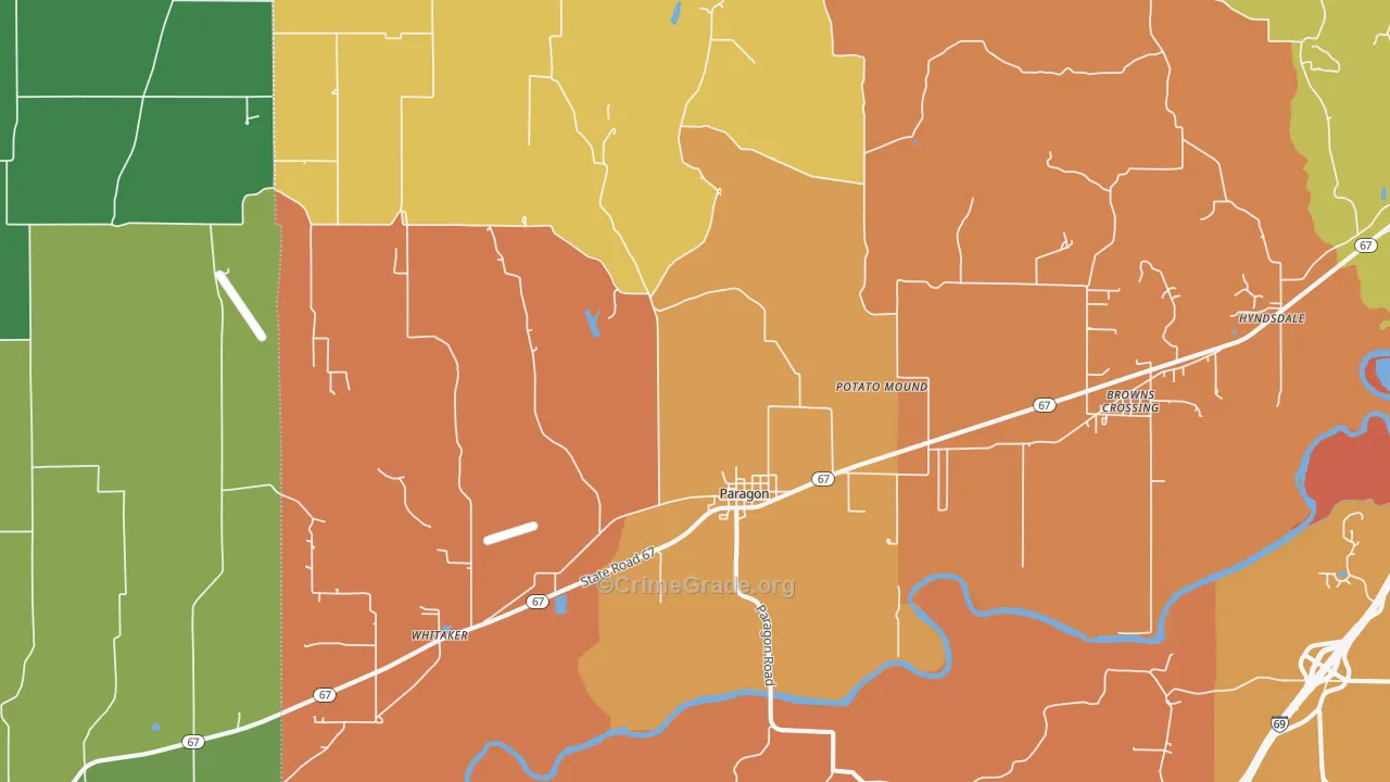 Paragon, IN Map of Theft Rates