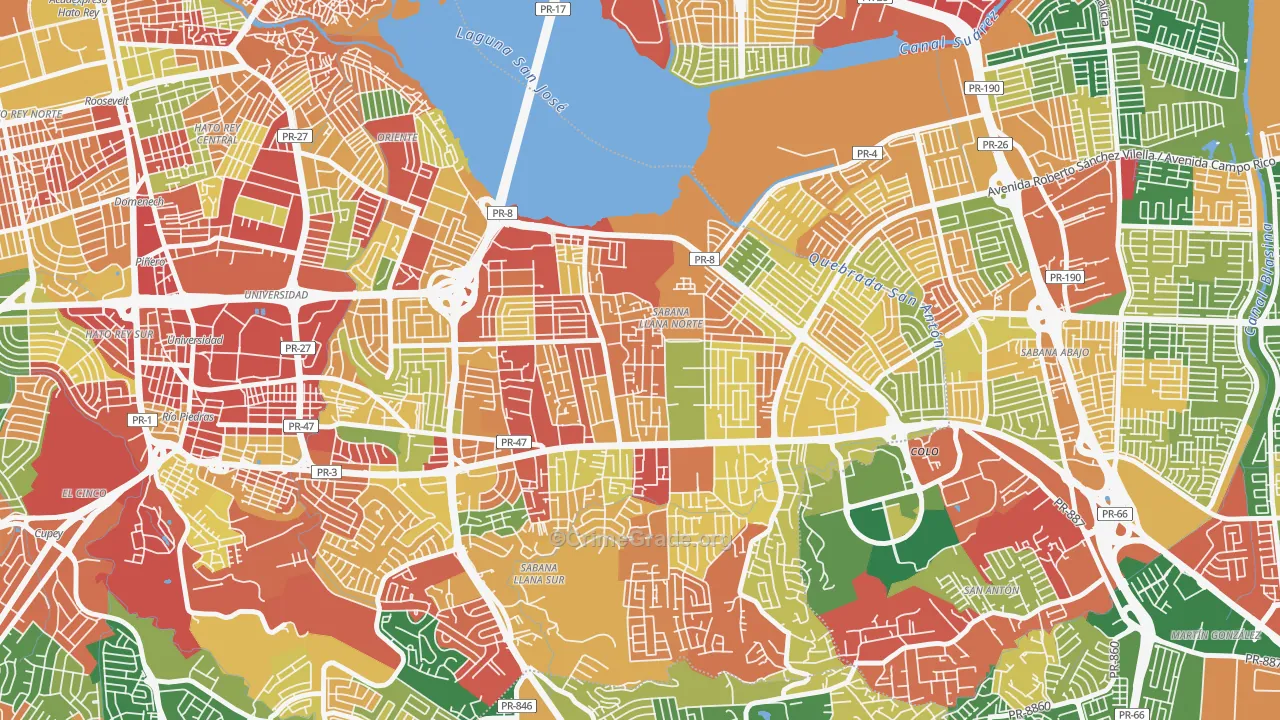 Parcelas Falu, San Juan, PR Map of Theft Rates